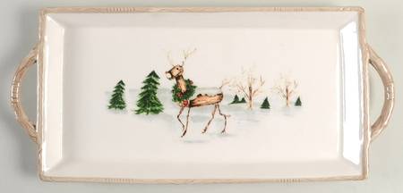 Christmas Twig 17" Rectangular Handled Tray