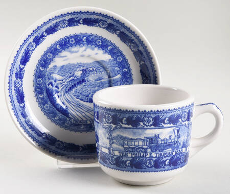 Baltimore and Ohio Railroad Blue Flat Cup & Saucer Set