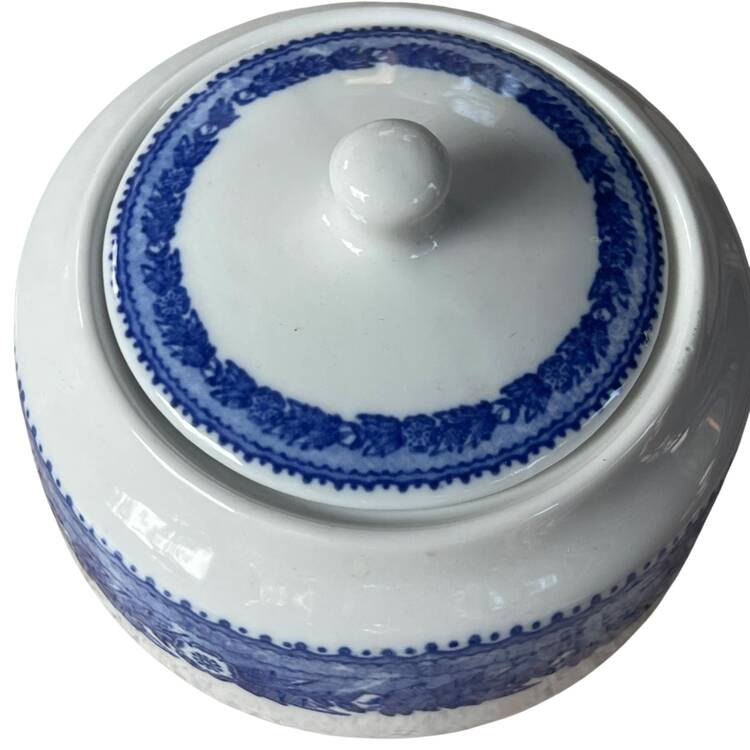 Baltimore and Ohio Railroad Blue Sugar Bowl & Lid