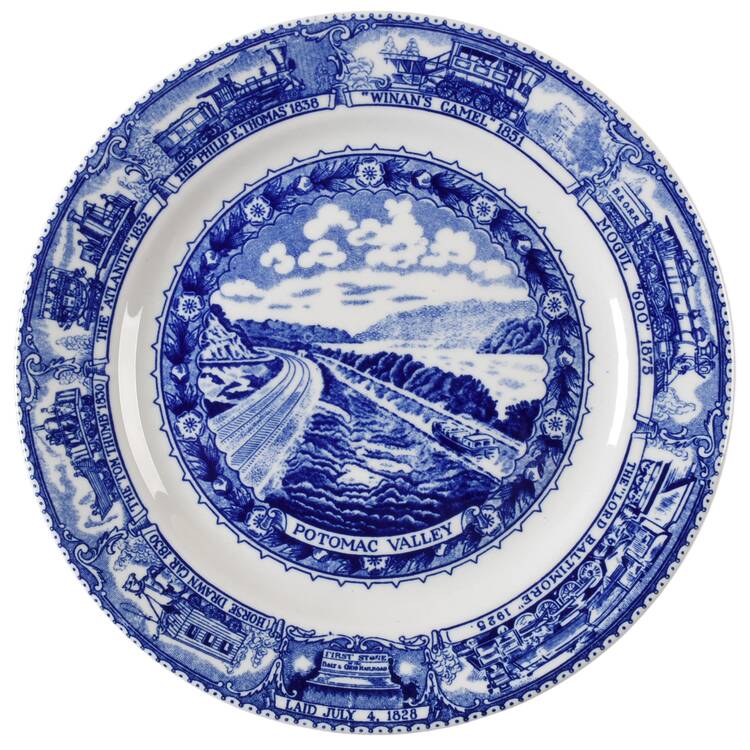 Baltimore and Ohio Railroad Blue Salad Plate