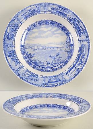 Baltimore and Ohio Railroad Blue Rim Soup Bowl