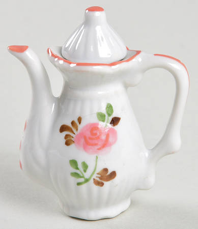 Pink Flower (Rose) Miniature Teapot & Lid