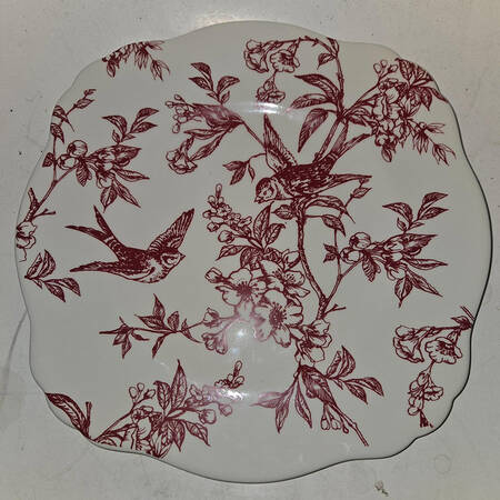 Bird Toile Red Salad Plate