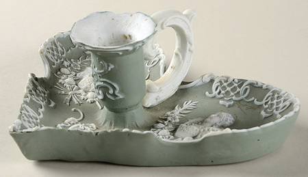Green Bisque Giftware Handled Candleholder