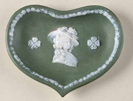 Green Bisque Giftware Heart Shaped Dish