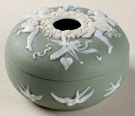 Green Bisque Giftware Hair Receiver & Lid