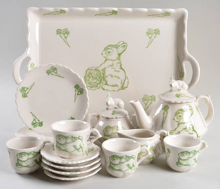 Green Bunny (18 Piece) Child's Tea Set