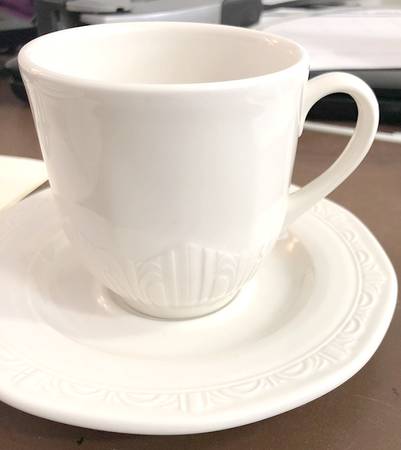 Castleton White Flat Cup & Saucer Set