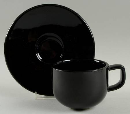 Colorstone Black (Glossy) Flat Cup & Saucer Set