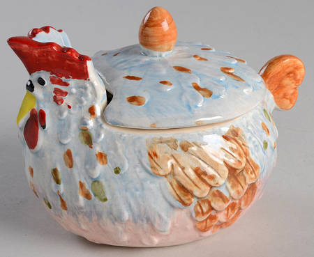 Jacques Pepin Figural Sugar Bowl & Lid