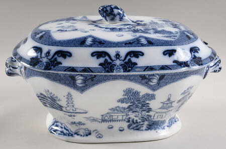 LANDSCAPE FLOW BLUE Tureen &  Lid