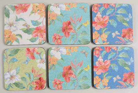 Maui Square Corkback Coaster - Set of 6 Motifs