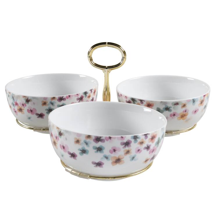 Mid Summer 7" x 12" 3-Part Relish & Metal Stand (CERC) HC