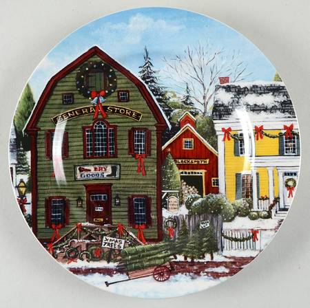 Christmas Village Salad Plate
