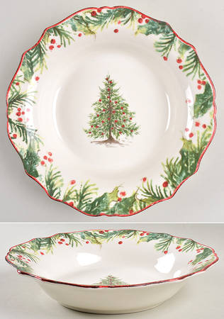 Holly and Pine (Holly Spray Border) 10" Soup/Pasta Bowl