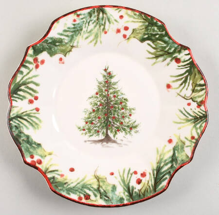 Holly and Pine (Holly Spray Border) Accent Salad Plate by Sur La Table