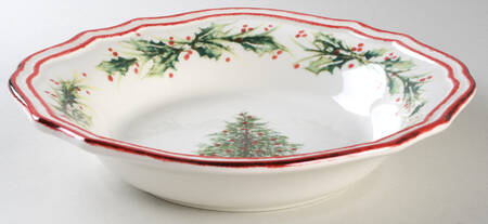 Holly and Pine (Holly Spray Border) 10" Soup/Pasta Bowl
