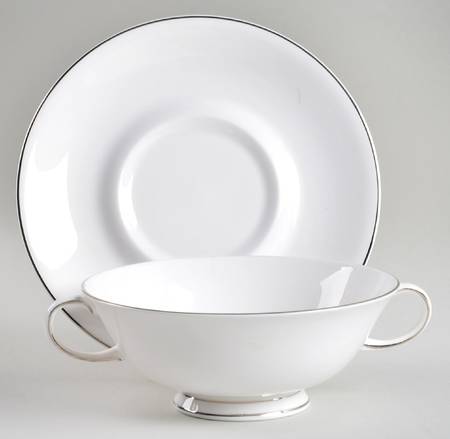 SCO60 Footed Cream Soup Bowl & Saucer Set