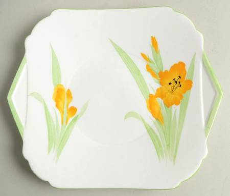 Gladiola Handled Cake Plate