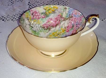 Rock Garden (Peach, Gold Trim) by Shelley