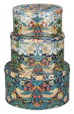 Strawberry Thief Round Storage Tin & Lid (Set of 3)