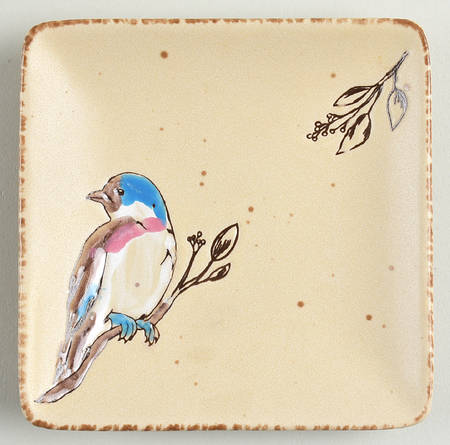 Spring Bird Square Appetizer Plate