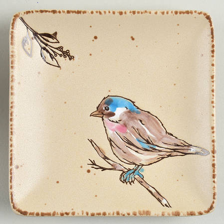 Spring Bird Square Appetizer Plate