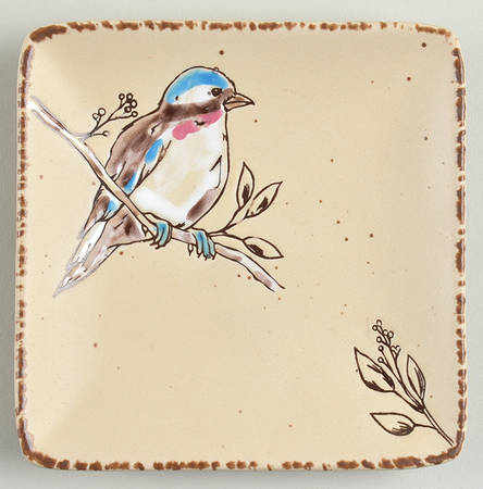 Spring Bird Square Appetizer Plate