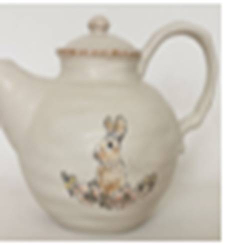 Cream Floral Bunny Teapot & Lid