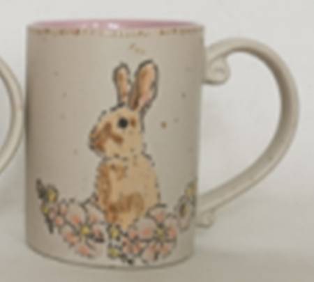 Cream Floral Bunny Mug
