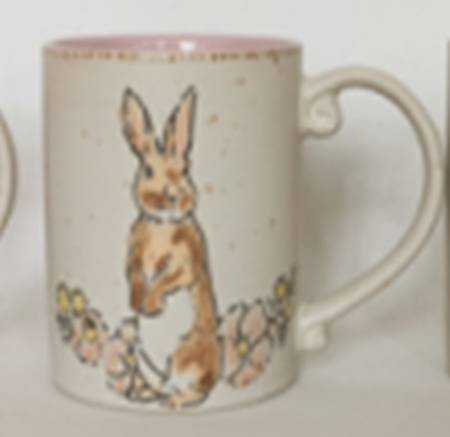 Cream Floral Bunny Mug