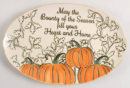 Gold Pumpkin 14" Oval Serving Platter