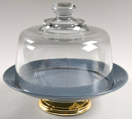 Siterra Painter's Palette 6 1/2"-7 1/2" Footed Cheese Plate w/ Glass Dome HC