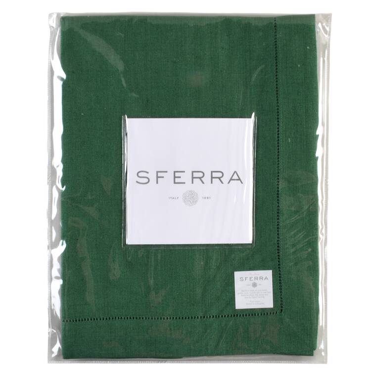 Fine Linens, Napkins 15" X 90" Emerald/Red Table Runner