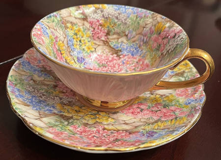 Rock Garden (Oleander, Pink) Footed Cup & Saucer Set