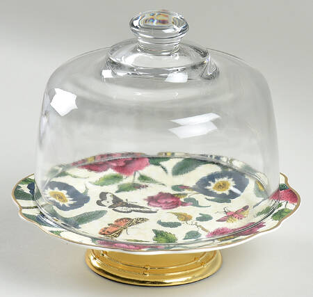 Creatures of Curiosity 6 1/2"-7 1/2" Footed Cheese Plate w/ Glass Dome HC