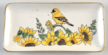 Gold Finch Sunflower 10" Rectangular Serving Platter