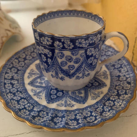 Primrose Cobalt (Gold Accent) Footed Cup & Saucer Set