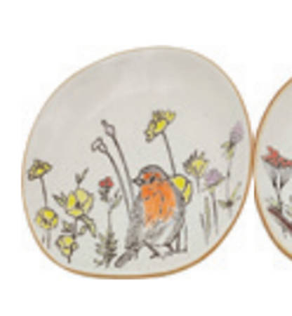 Wild Flower Bird Appetizer Plate