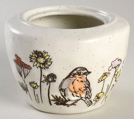 Wild Flower Bird Sugar Bowl No Lid