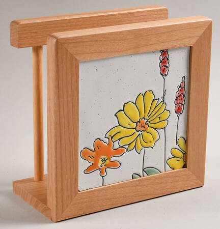 Flower Valley 6 1/8" Natural Wood Napkin Holder  HC