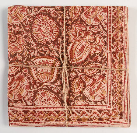 Table Linens & Accessories (4 Pack) 20" x 20" Kalamkari Terracotta Cloth Napkin