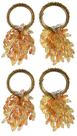 Table Linens & Accessories Beaded Flower Multi Napkin Ring - Set of 4