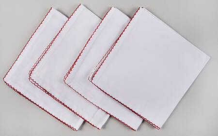 Table Linens & Accessories (4 Pack) 20" x 20" Whip Stitched Red Cloth Napkin