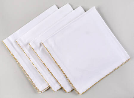 Table Linens & Accessories (4 Pack) 20" x 20" Whip Stitched Gold Cloth Napkin