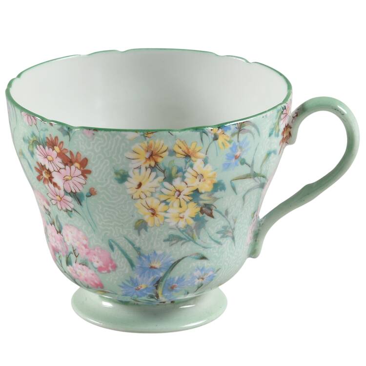 Melody (Smooth, Green Trim) Footed Cup