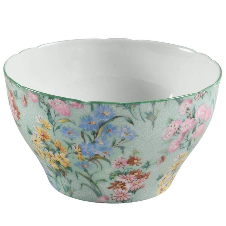 Melody (Smooth, Green Trim) Cranberry Bowl
