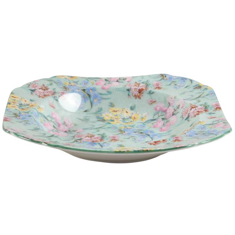 Melody (Smooth, Green Trim) Rim Cereal Bowl
