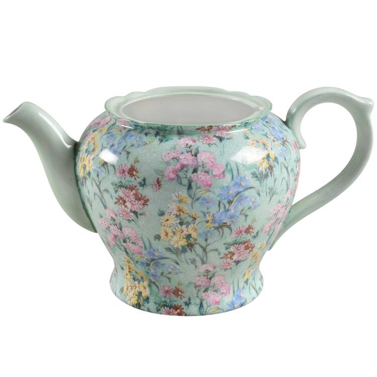 Melody (Smooth, Green Trim) Teapot No Lid