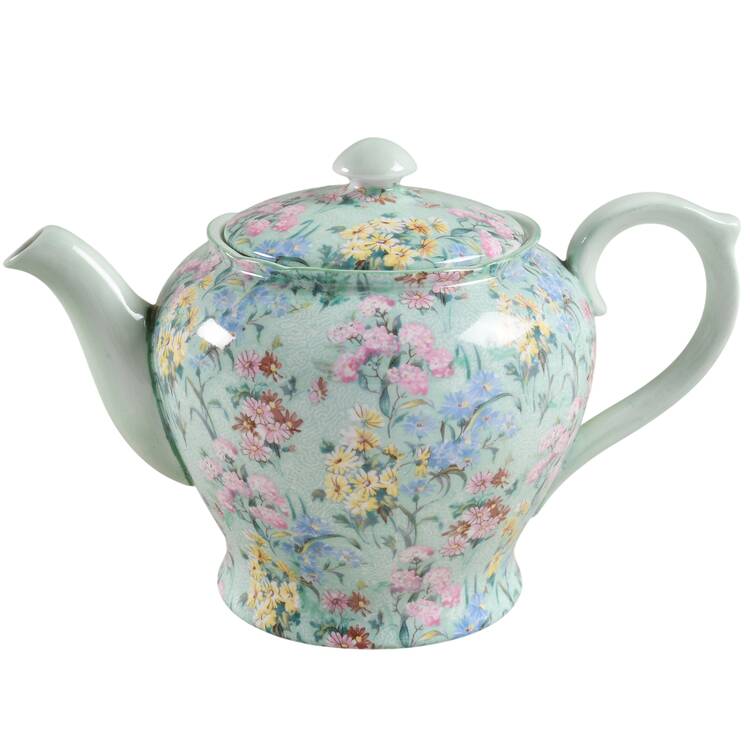 Melody (Smooth, Green Trim) Teapot & Lid